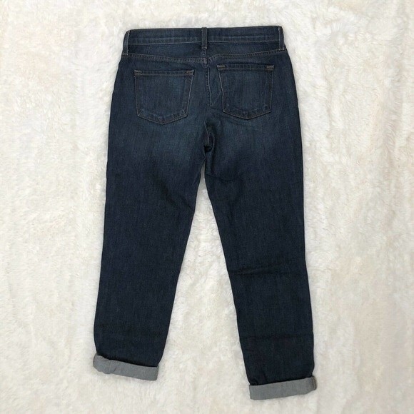 J Brand Women's Jeans Size 25 / 0 Boyfriend Fit Cuffed Distressed Denim Dark - Picture 3 of 11